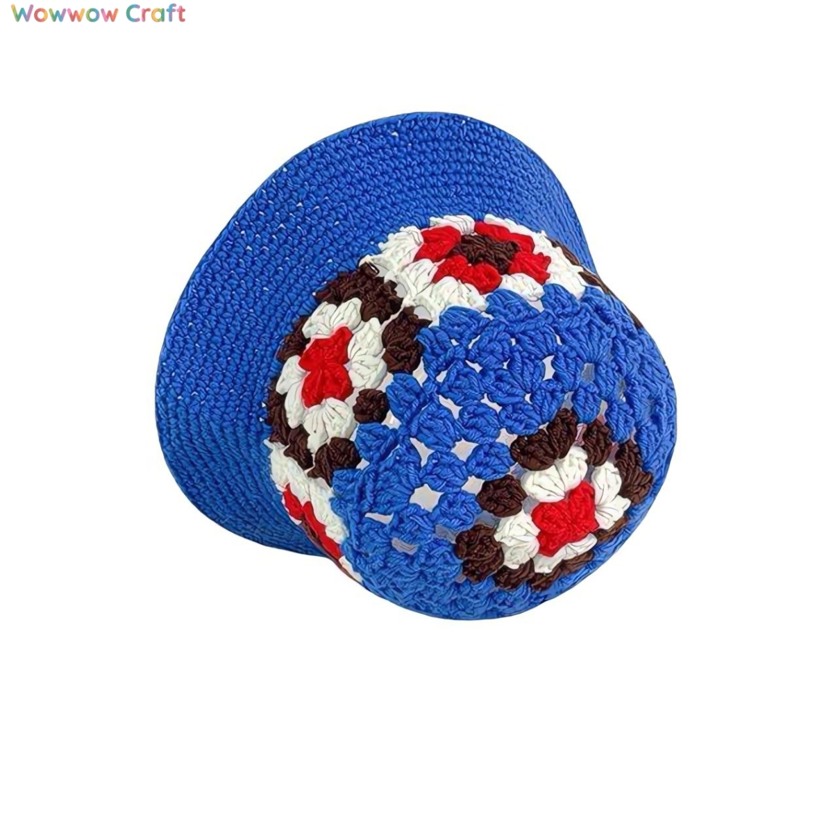 Crochet Hat,Handmade Flower Pattern Crocheted Bucket Hat - Crocheted hat